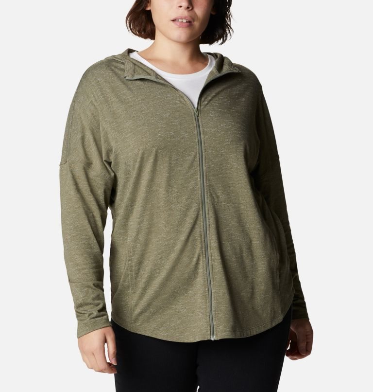 Hanorac Cu Gluga Columbia Cades Cove Full Zip Dama Masline Verzi | Plus Size VA890A1SZ